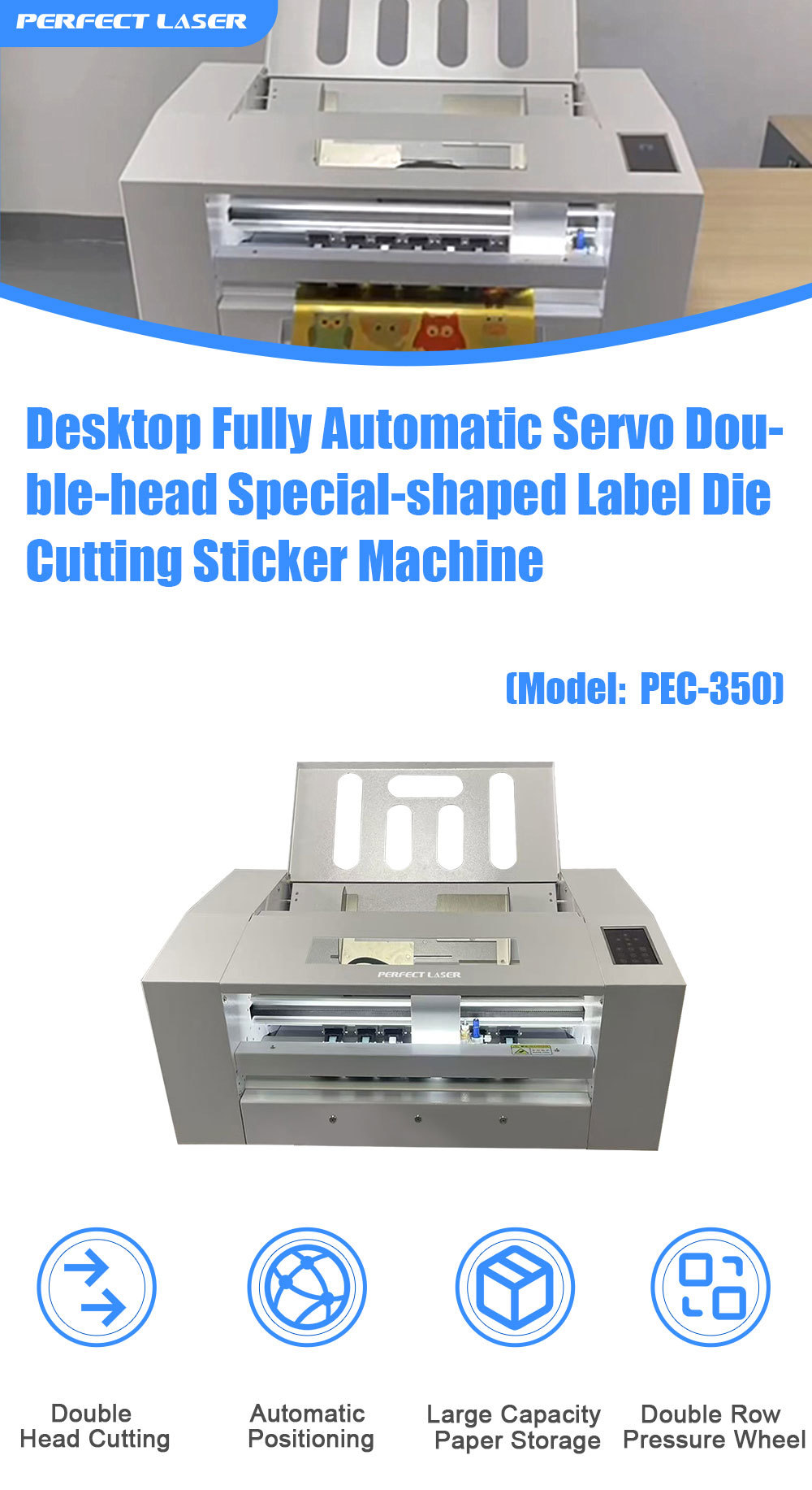 Desktop Fully Automatic Servo Double-head Special-shaped Label Die Cutting Sticker Machine