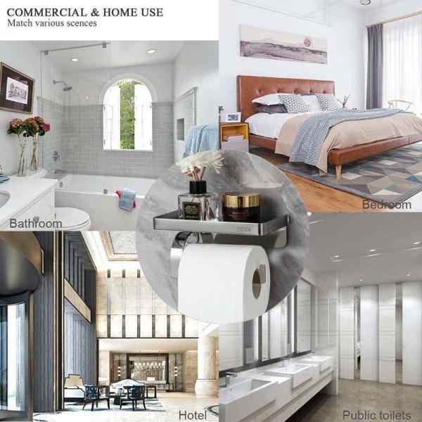 Adhesive Stainless Steel Toilet Paper Dispenser With Shelf Polished Chrome Color