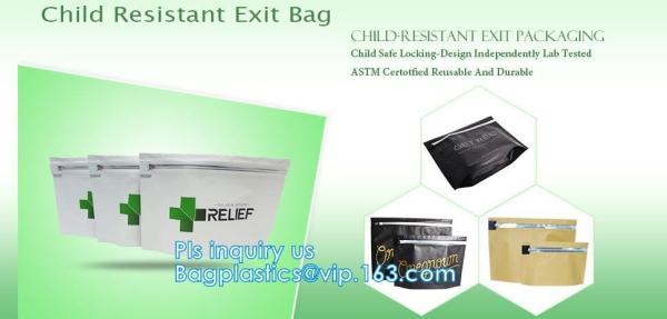 Child-resistant Packaging, Kraft Paper Child Resistant Bag, Opaque Plastic Lockable Medication Bag , Stand Up k Ba