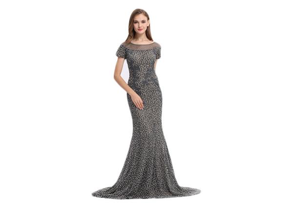 Normal Short Sleeve Vintage Evening Dresses Mermaid Muslim Prom Dress