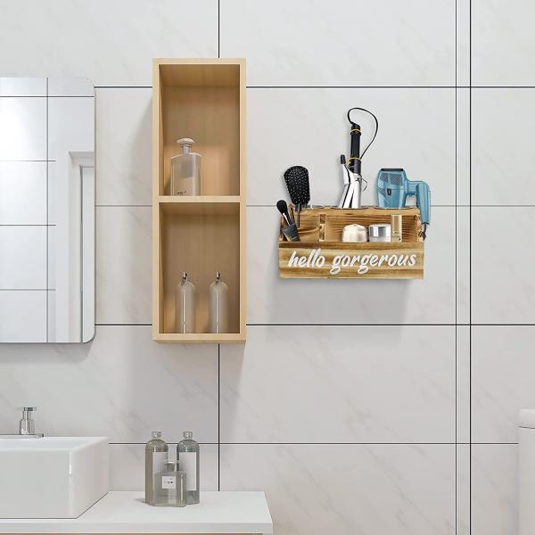 Rustic Design Style Wall Mount Hair Styling Care Tool Organizer with Personalized Logo