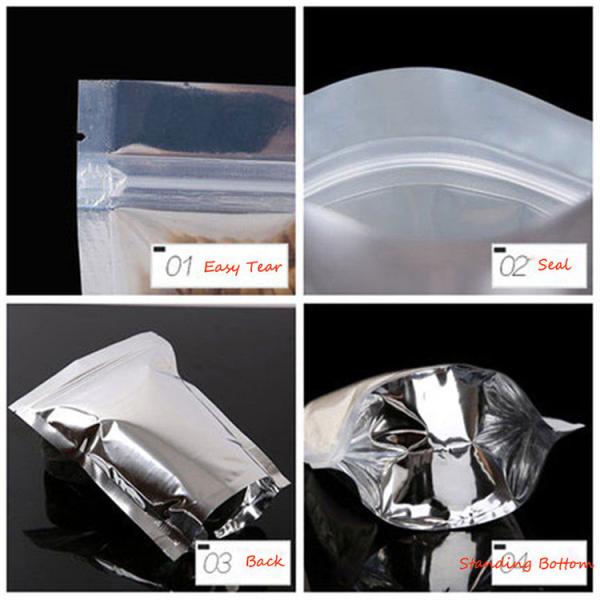 Resealable Clear Transparent Aluminum Foil Bag Self Seal pet/pe Plastic Zipper k Packing Food Bag