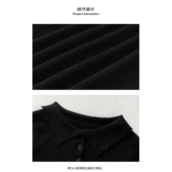 Lapel Button Women Knit Sweater , Long Sleeve Knit Sweater