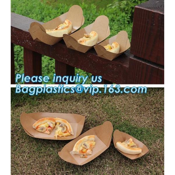 Disposable brown kraft paper boat paper food tray,Latest design food grade cardboard food fold paper boat trays bagease