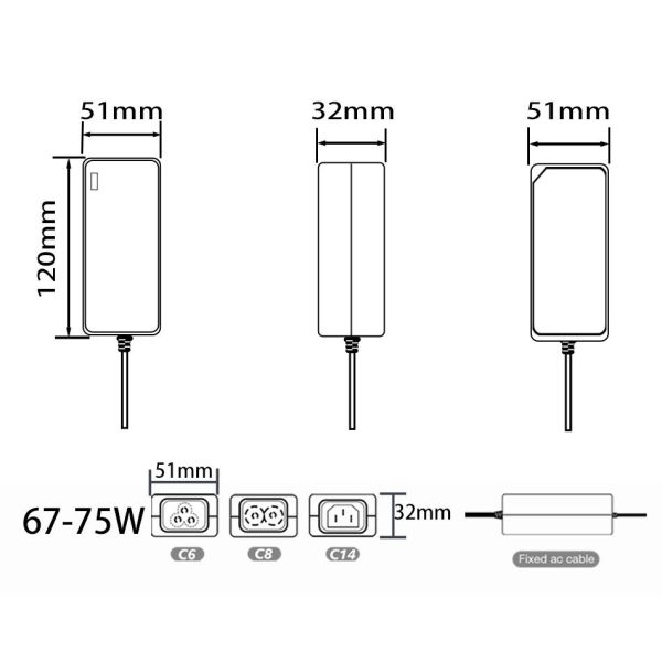 75W 100-240V AC Desktop Power Adapter with 3 Years Warranty and Constant Voltage Output