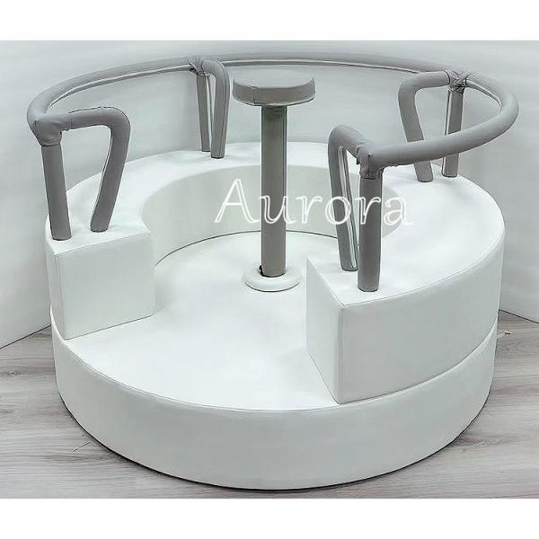 Electric Merry Go Round Kids Soft Play Manual Turntable Carousel Toy Yellow Red