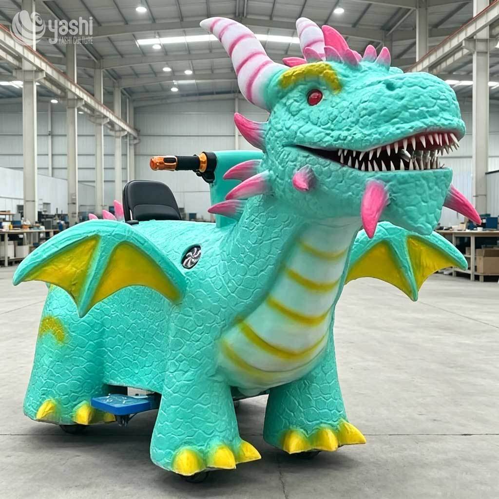 Coin Operated Triceratops Kids Electric Ride On Car, Fiberglass Commercial Dinosaur Amusement Scooter for Shopping Mall & Playground