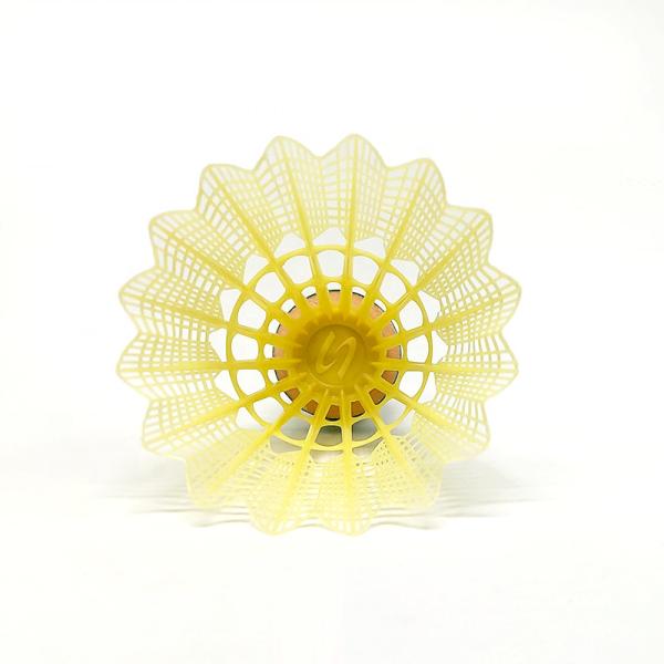 Custom Nylon Badminton Lining Shuttlecock Plastic Yellow Color 12pcs Tube