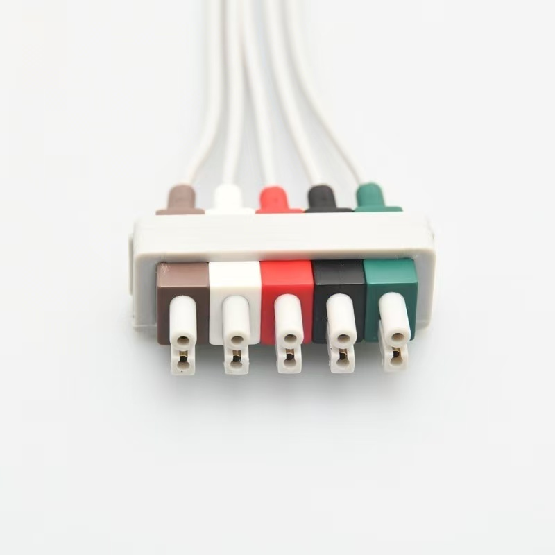 5 Lead ECG Cables And Leadwires Alligator Clip ECG Cable 0.9m Compatible With HP M1605A