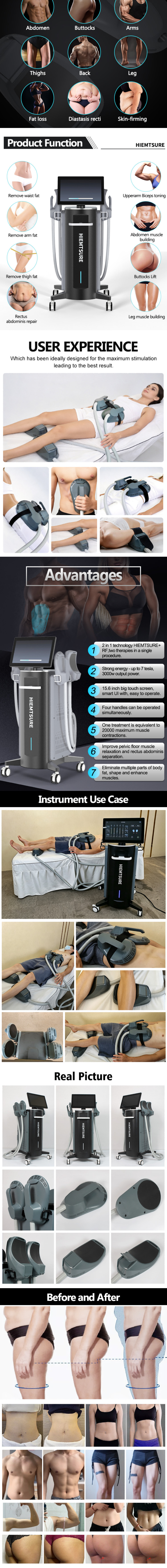 GOMECY 4 Handles HIEMT RF Muscle Toning Machine for Abdomen Waist Glutes Arms and Legs Body Shaping