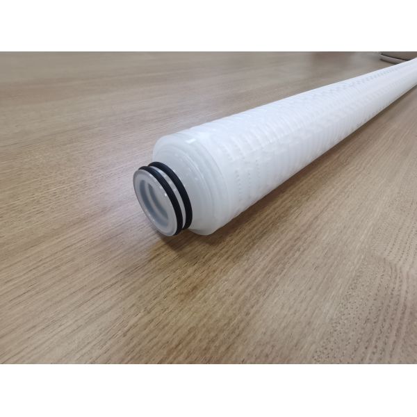 40-Inch PTFE Pleated Filter Cartridge with PTFE Membrane for High Flow Rate Chemical and High-Purity Liquid Filtration