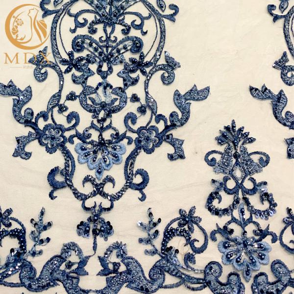 Fantasy Design Beaded Sequins Lace Fabric For Party Dress
