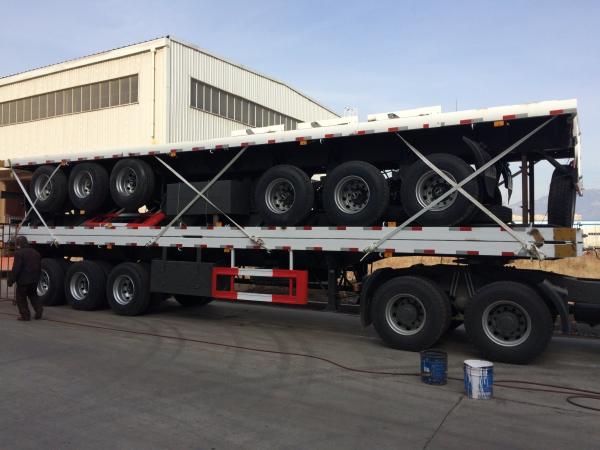 50T Load Capacity Flatbed Deck Semi Trailer For 12450X2500X1550 Transportation