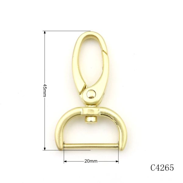 Premium Brush Gold Plated Metal Snap Hook Dog Lead Clip Key Chain Hook Bag Snap Hook