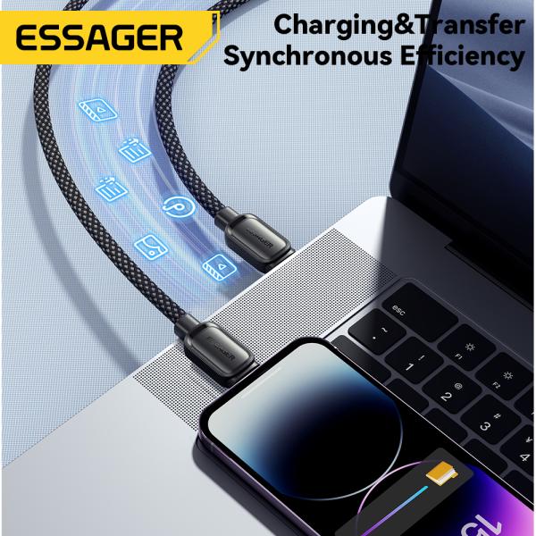 ESSAGER ES-X56 1M PD 29W 3A 高速充電 Type C to L マグネットデータケーブル (iPhone用)