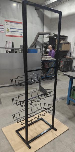 3 rangées Sign Hold Retail Display Rack avec trois paniers Stable