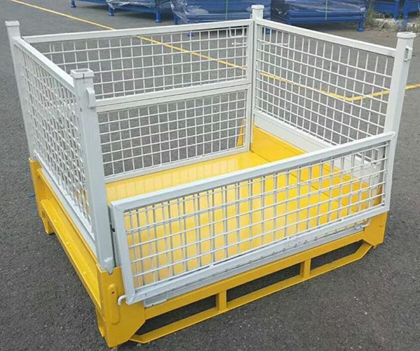 Rigid Collapsible Wire Container With Dual Drop Gate Stackable 3 High