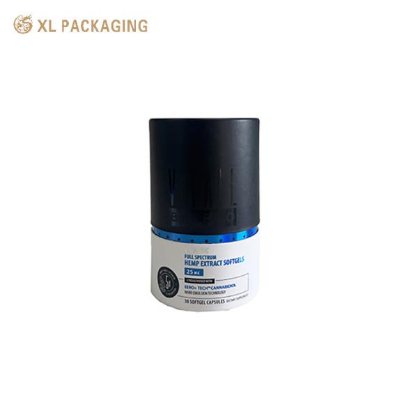 Custom Roll Edge Paper Tube with 1.5mm Rigid Paperboard, Blue Foil and Silver Foil, and Black EVA Insert for Skincare Packaging