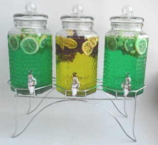 3 PC glass juice / beverage dispensers