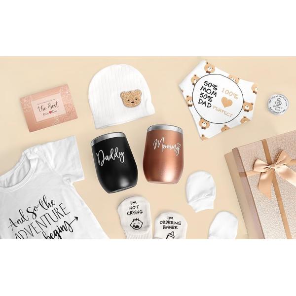 Caja de regalo de algodón para bebé con juego de vasos para nuevos padres