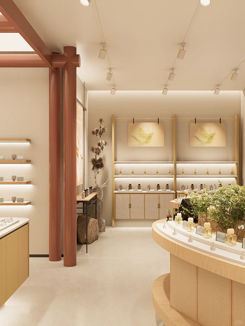 Full Set Perfume Display Cabinet Custom Oriental Fragrance Shop Fixtures