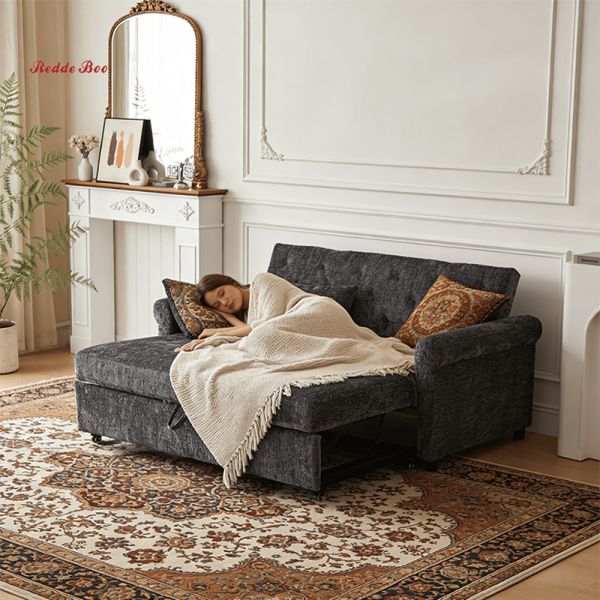 Redde Boo Convertible Sofa Bed with Chenille Fabric, Solid Steel Frame, and High Density Foam for Small Spaces