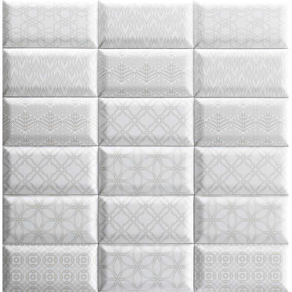 White Glossy Ceramic Wall Tiles 75x152mm for Kitchen Bathroom