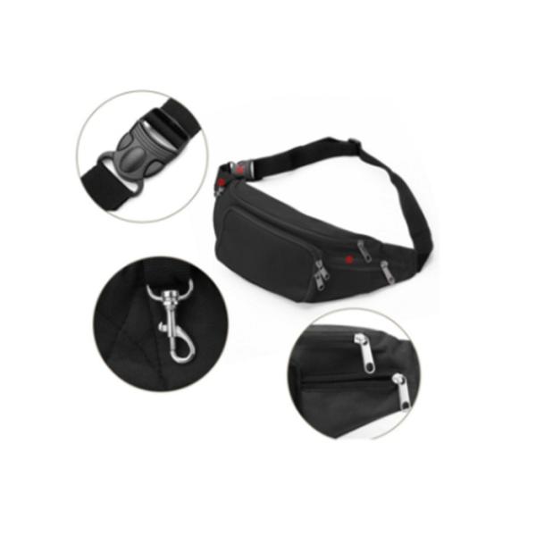 Promotional Black Microfiber Multi Pockets Travel Organizer Runner Sport Waist Bag For Waist