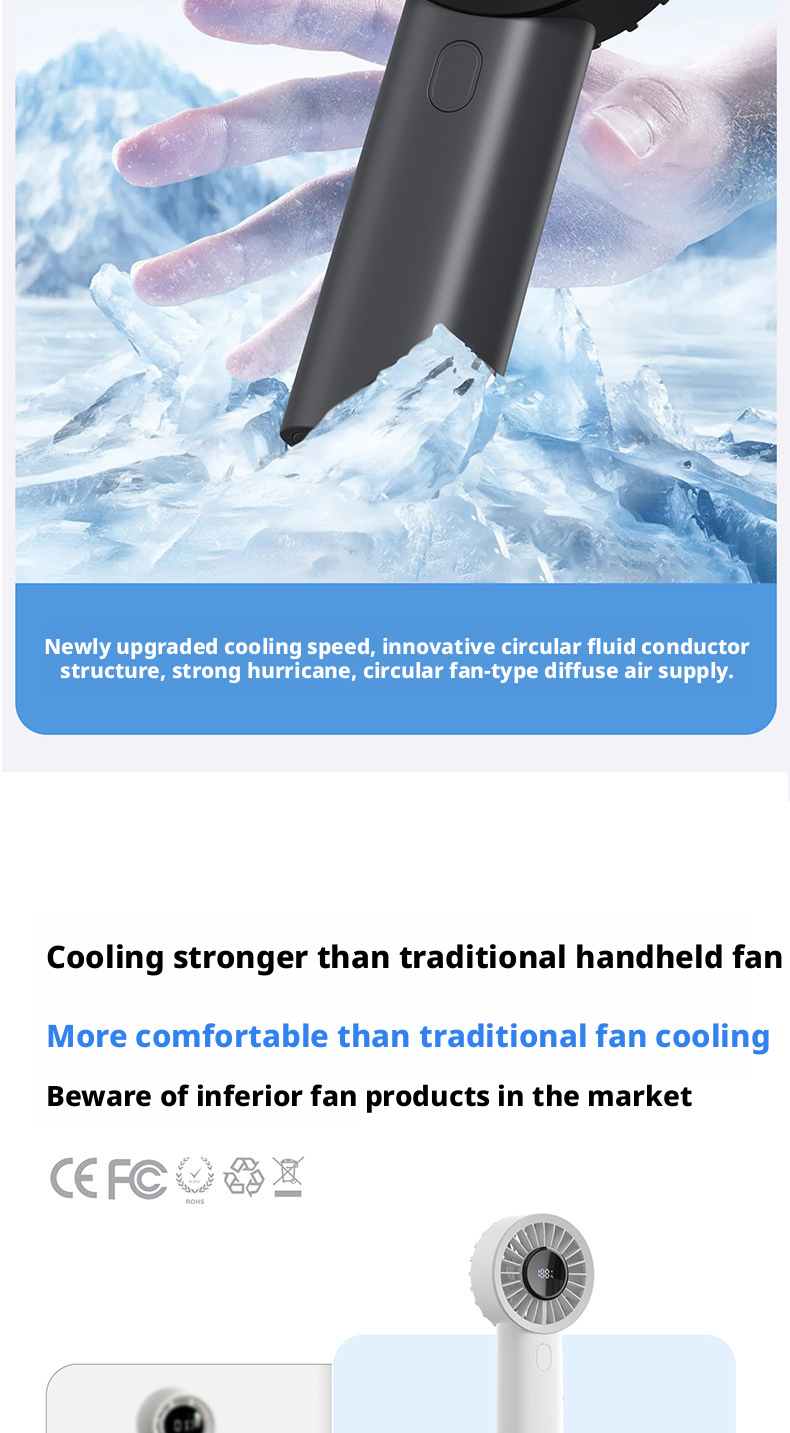 Brushless Motor Lightweight Mini Portable Handheld USB Fan for Outdoor and Indoor Use