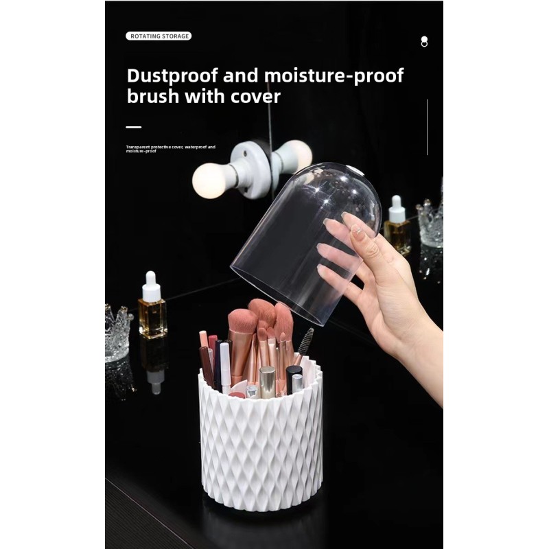 Ins Style Multi-Functional Desktop Organizer Rotating Makeup Brush Storage Tube Plastic Eyeshadow Brush Holder for Vanity Table