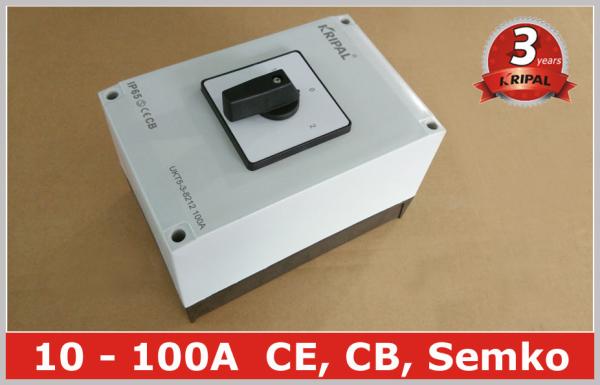 100A Changeover Selector Switch Waterproof Ip65 , 3 Position Rotary Switch