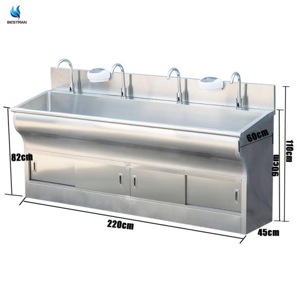 Taille personnalisée évier de lavage des mains d'hôpital en acier avec capteur sans contact activé