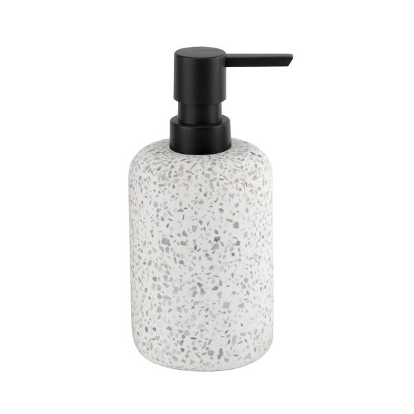 Grey Terrazzo Bathroom Accessories Set Round For Bathroom Cleaning With Black Parts