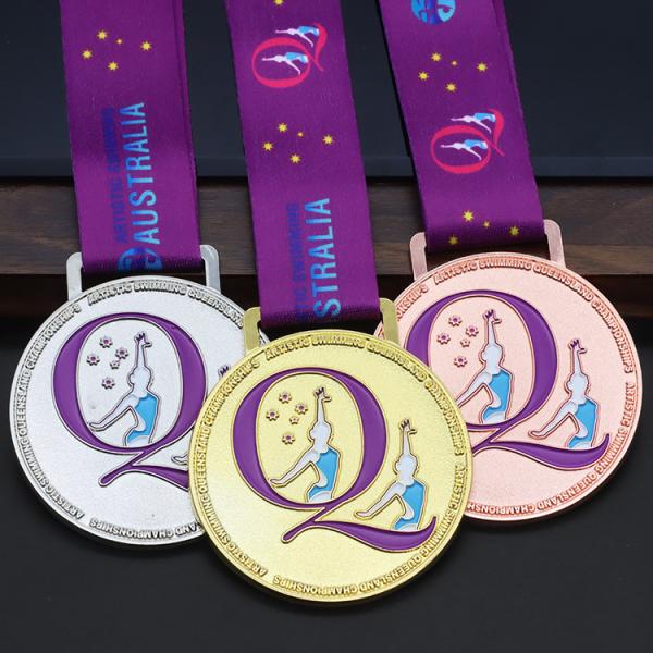 Wholesale Custom Medal Logo Medallion Soft Enamel Gold Silver Marathon Running Custom Metal Sport Medal