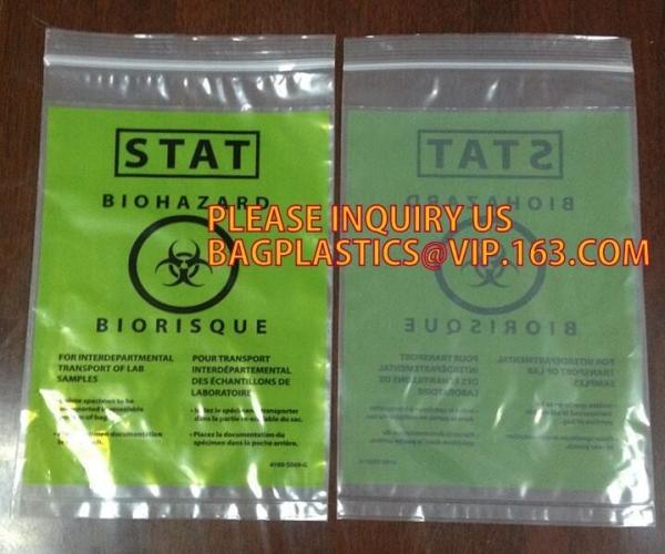 os sacos plásticos do espécime do zíper do PE do biohazard da impressão, fecho de correr que o Biohazard superior ensaca, bio espécime de Harzard ensacam/Bioh Waste médicos