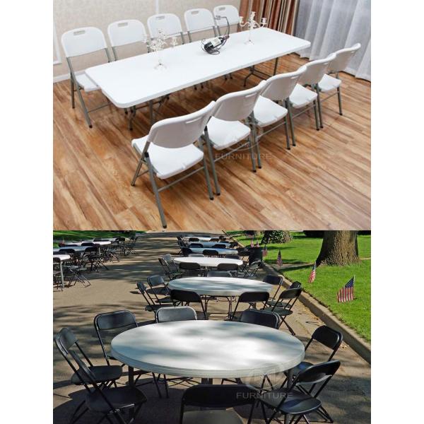 6ft Lightweight Round Outdoor Table And Chairs White Plastic Rectangular Folding Table