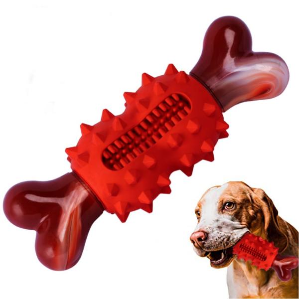 Rubberized Chewing Bone Dog Toy Tooth Grinding Tooth Cleaning