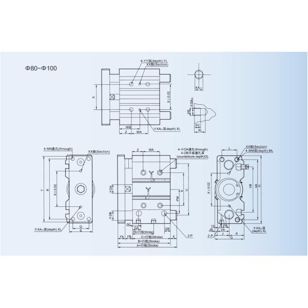 Цилиндр штанги 3 серий цилиндра МГП штанги вала двойных двойной действующий двойной пневматический