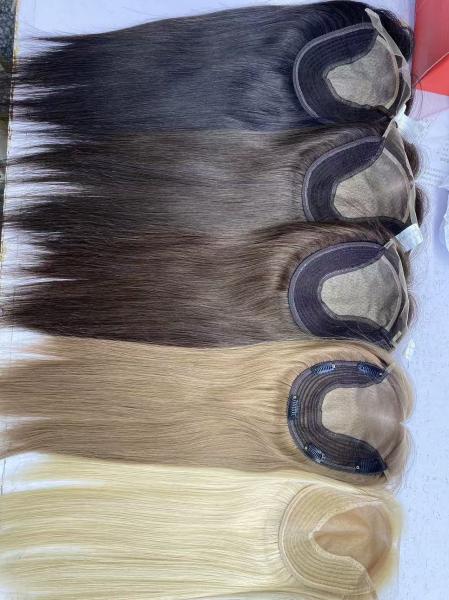 Wholesale 24# color  Silk Base Closure Topper Virgin Human Hair Toupee Replacement System for Women Cheaper Price Hairpiece