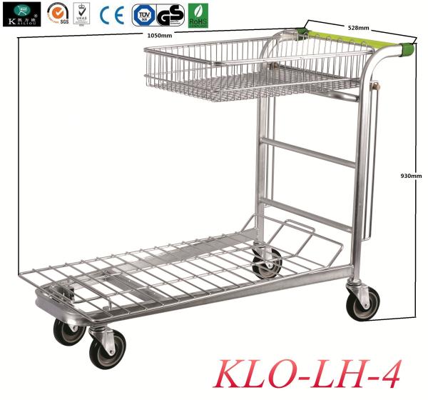 Supermarket cargo Warehouse Trolley with Upper foldable Platform