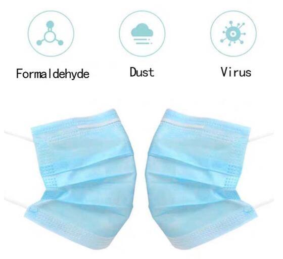 Blue Face Masks For Germ Protection , Surgical Face Mask 3 Ply 17.5cm X 9.5cm