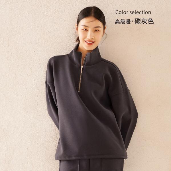 Hoodie Women′s Winter New Windproof Waterproof Warm Top Thickened Heat Storage Stand-up Collar Loose Casual Coat Women