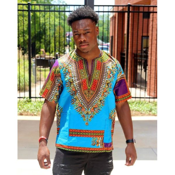 Traditional African Dashiki Shirt – Bold Print Cotton Top with Loose-Fit Design for Comfort