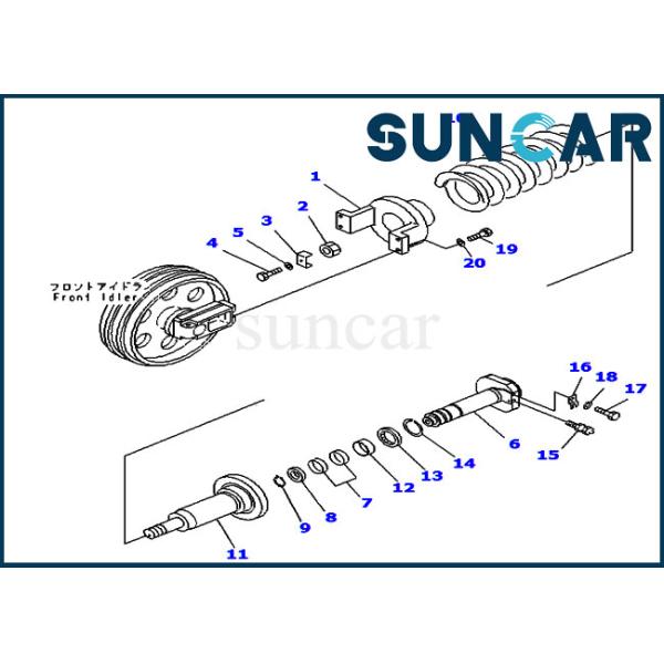 20Y-30-32130 20Y3032130 Komatsu Cylinder For Excavator PC158USLC-2 PC160LC-7 Track Adjuster Cylinder Service Kit