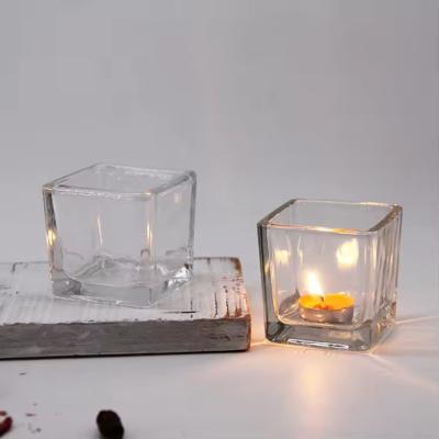 Square Empty Clear Candle Vessels Glass Jars For Making Candles