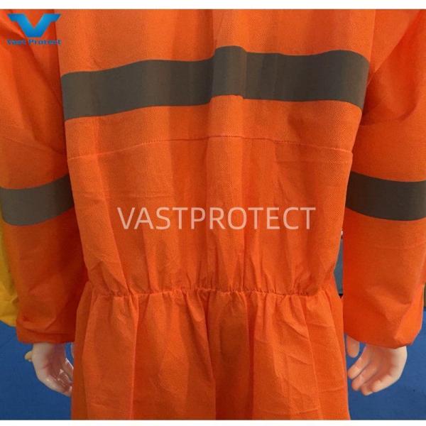 OEM Accepted Type 5 6 Industrial PPE Orange SMS Disposable Coveralls With Refelctive Tape
