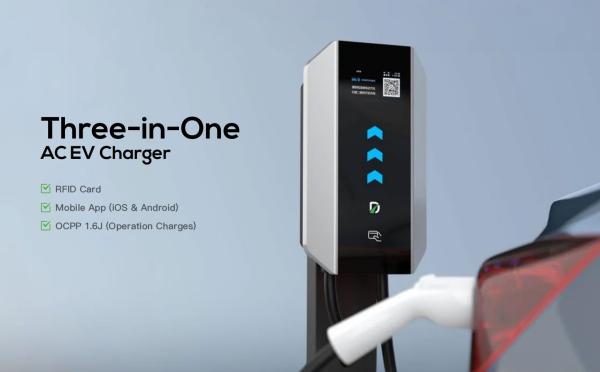 3-in-1 EV Charger Wallbox White Processing Technology Corrosion-Resistant Treatment RFID APP Payment Function Type 2 AC Charger
