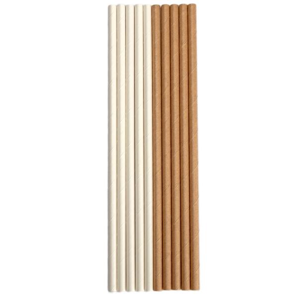 Individual Paper Straw 6mm*197mm Customized Logo Printed White Paper Straws for Decorating