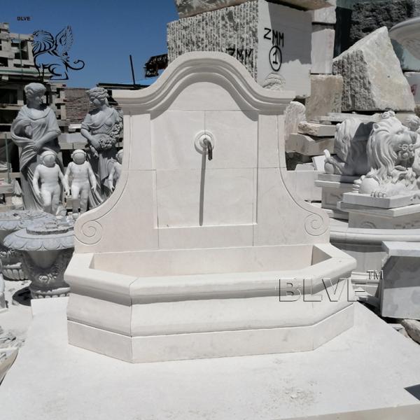 BLVE Simple Marble Big Wall Fountain White Stone Carving Garden Fountain Modern French Outdoor Decoration