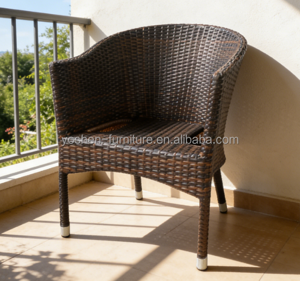 Aluminum Wicker Rattan Stackable Garden Furniture Outdoor Dining Chairs for Restaurant Beach Coffee Shops